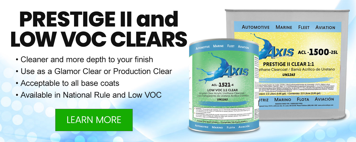 Axis Coatings Prestige II and Low VOC Clears